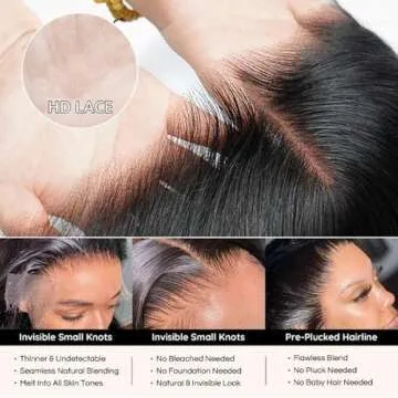 SKINLIKE Real HD Lace Frontal Human Hair Pre Plucked Natural Hairline Invisible HD Lace Closure Ultra Thin Swiss HD Lace Bleach Knots Closure Human Hair with Baby Hair (5x5 Hd Straight, 14 inch)