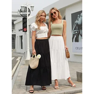 Stylish Annebouti White Boho Maxi Skirt for Women