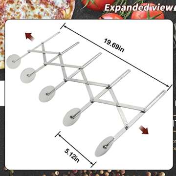 Nicheo 5 Wheel Pastry Cutter Stainless Steel Expandable Pizza Slicer Durable Dough Cutter Multi-Round Brownies Ravioli Cookie Divider Baking Cutter Roller