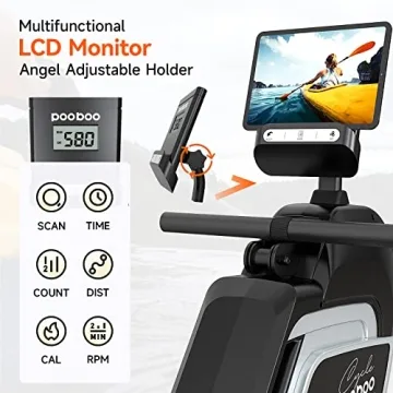 Pooboo Magnetic Rowing Machine with Tablet Holder and Resistance