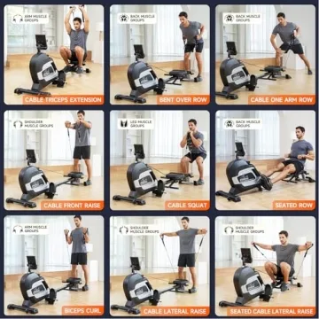 Pooboo Magnetic Rowing Machine with Tablet Holder and Resistance