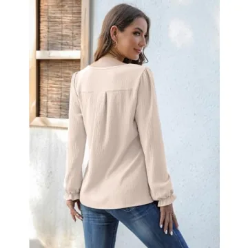 Blooming Jelly Women's Dressy Casual Long Sleeve V Neck Top