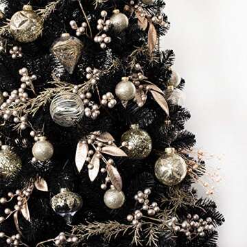 KI Store Champagne Glitter Christmas Garland 6-Foot Pack of 3 for Christmas Tree Decoration Wreath F...