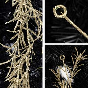 KI Store Champagne Glitter Christmas Garland 6-Foot Pack of 3 for Christmas Tree Decoration Wreath Front Door Table Centerpiece Car Decor