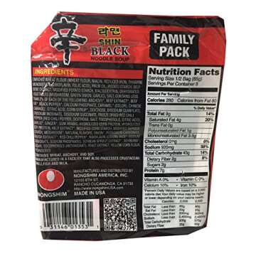 Nongshim Korean Ramen Family Pack (Shin Black) - Spicy Deliciousness for Everyone