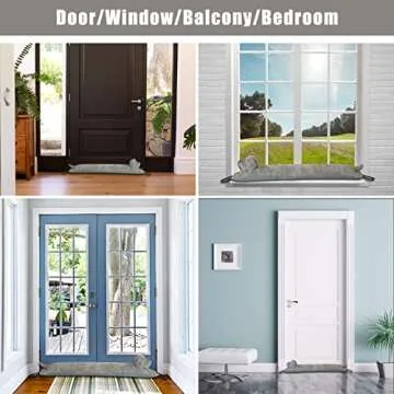 Marwood Under Door Draft Stopper Decorative Wind Stopper 36 inch for Door & Window, Weighted Animal Air Draft Stopper Snake Noise Blocker for Bottom of Door with Hanging Loops - Grey Dog