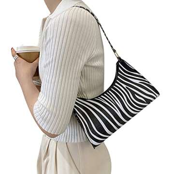 Fashion Zebra Print Women Tote Shoulder Bag PU Leather Clutch Purse and Handbag Wallet Travel Bag (Z...