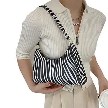 Fashion Zebra Print Women Tote Shoulder Bag PU Leather Clutch Purse and Handbag Wallet Travel Bag (Zebra Print) One Size