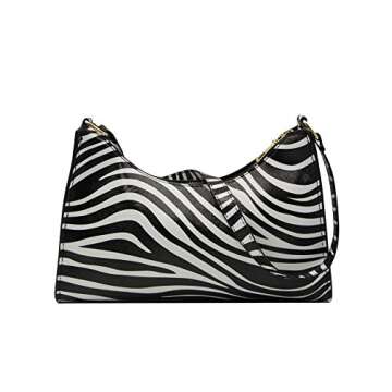 Fashion Zebra Print Women Tote Shoulder Bag PU Leather Clutch Purse and Handbag Wallet Travel Bag (Zebra Print) One Size