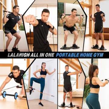 LALAHIGH Portable Home Gym System for Men and Women:Push Up Board, Pilates Bar & 20 Fitness Accessor...