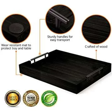 Elegant Ottoman Tray with Coasters - 17x13 Inch Serving Tray