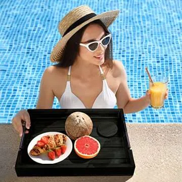 Elegant Ottoman Tray with Coasters - 17x13 Inch Serving Tray
