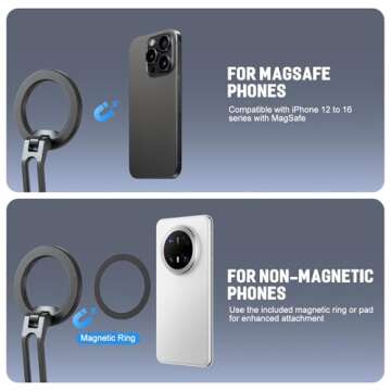 SEANCHEER H-02 Magnetic Neck Phone Holder for POV Vlog Hands Free Video Recording Content Creator Es...