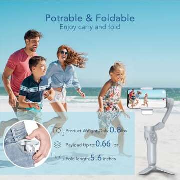 3-Axis Phone Gimbal with Adjustable Fill Light，Gimbal Stabilizer for Smartphone, Phone Stabilizer for Video Recording, Gimbal for Android &iPhone，TikTok YouTube Vloging kit-JCROBOT iSleeky L7C Plus