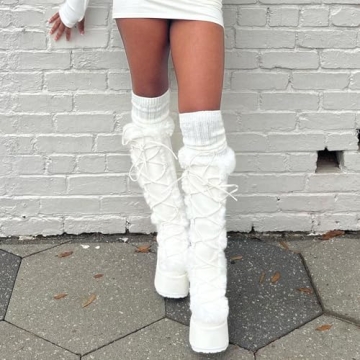 Doeug White Fur Platform Boots for Punk Style Lovers