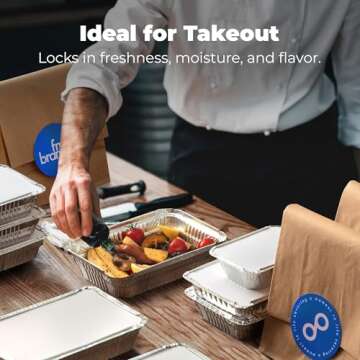 Fit Meal Prep [50 Pack 2.25 lb Aluminum Foil Pans with Lids, Disposable Take Out Food Containers with lids for Freshness and Spill Proof, 8.5 x 6 x 2 Disposable Cookware for Catering, Restaurants