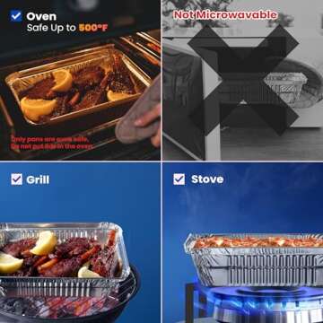 Fit Meal Prep [50 Pack 2.25 lb Aluminum Foil Pans with Lids, Disposable Take Out Food Containers with lids for Freshness and Spill Proof, 8.5 x 6 x 2 Disposable Cookware for Catering, Restaurants