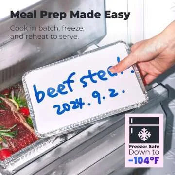 Fit Meal Prep [50 Pack 2.25 lb Aluminum Foil Pans with Lids, Disposable Take Out Food Containers with lids for Freshness and Spill Proof, 8.5 x 6 x 2 Disposable Cookware for Catering, Restaurants