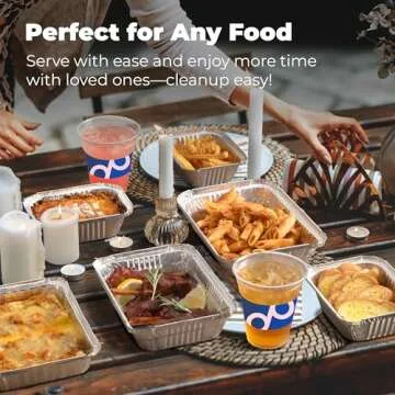 Fit Meal Prep [50 Pack 2.25 lb Aluminum Foil Pans with Lids, Disposable Take Out Food Containers with lids for Freshness and Spill Proof, 8.5 x 6 x 2 Disposable Cookware for Catering, Restaurants