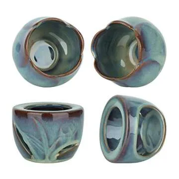 ComSaf Wax Melt Burners Essential Oil Burner Set of 2, Aromatherapy Aroma Burner Ceramic Oil Diffuser Candle Tealight Holder Home Bedroom Decor Christmas Housewarming Gift