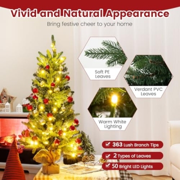 Goplus 3ft Mini Christmas Tree with Warm LED Lights