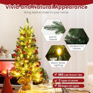 Goplus 3ft Mini Christmas Tree with Warm LED Lights