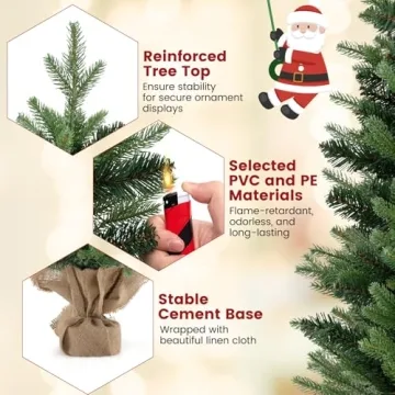 Goplus 3ft Mini Christmas Tree with Warm LED Lights