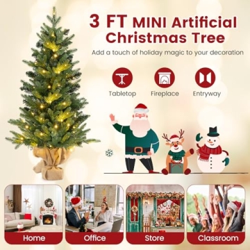 Goplus 3ft Mini Christmas Tree with Warm LED Lights