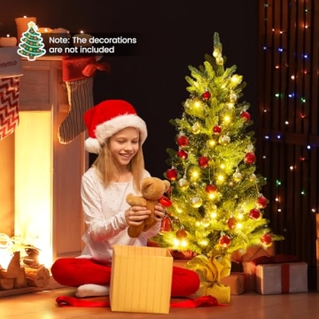 Goplus 3ft Mini Christmas Tree with Warm LED Lights
