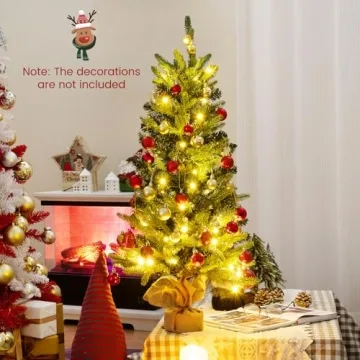 Goplus 3ft Mini Christmas Tree with Warm LED Lights