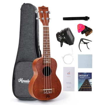 MOUNTOCEAN 23 Inch Concert Ukulele for Adults Beginners Kids Mahogany Ukulele Professional with Gig ...