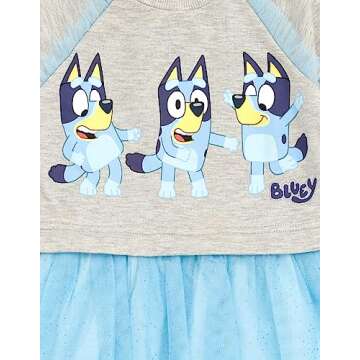 Bluey Toddler Girls French Terry Tutu Dress 3T Blue