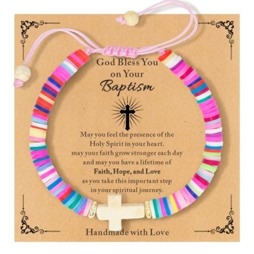 TOLOWOBK Girls Cross Bracelet - Perfect Baptism Gift