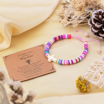 Baptism Gifts for Girls - TOLOWOBK Cross Bracelet