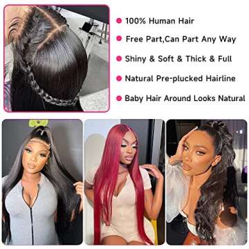 Dyale 30 Inch Lace Front Wigs Human Hair Pre Plucked 180% Density 13x4 Straight Hair HD Transparent Lace Frontal Wig Human Hair 10A Glueless Wigs Human Hair for Women with Baby Hair