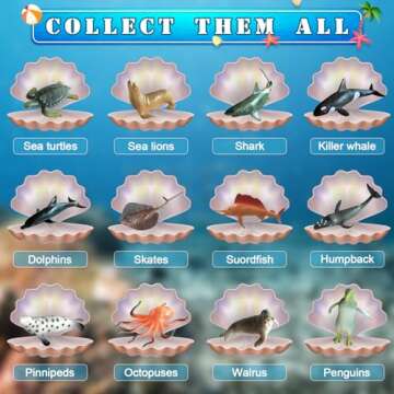 EARTH'SCODE Ocean Animals Dig Kit, Seashell Excavation Dig Bricks, Science Educational Gift for Kids