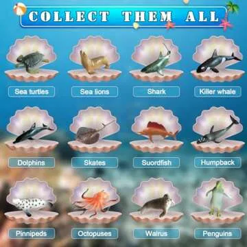 EARTH'SCODE Ocean Animals Dig Kit, Seashell Excavation Dig Bricks, Science Educational Gift for Kids