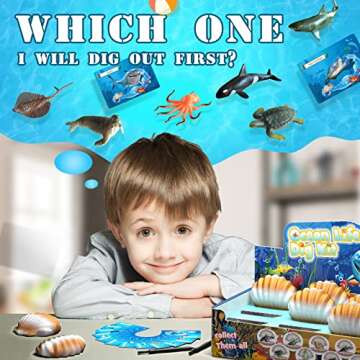 EARTH'SCODE Ocean Animals Dig Kit, Seashell Excavation Dig Bricks, Science Educational Gift for Kids