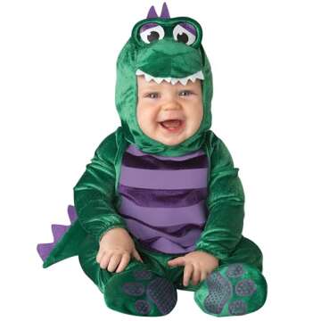 Lil Characters Unisex-Baby Infant Dinosaur Costume, Green/Purple, Large