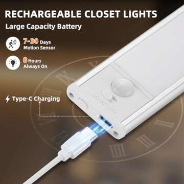 Motion Sensor Under Cabinet Lighting - Rechargeable & Dimmable