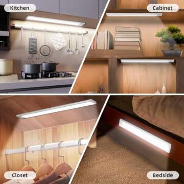 Motion Sensor Under Cabinet Lighting - Rechargeable & Dimmable