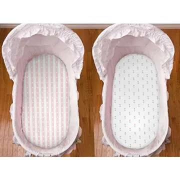 100% Organic Cotton Fitted Bassinet Sheets Fits Halo, Snoo, Uppababy, Ingenuity, Graco, Baby Trend, and All Other Standard Size Bassinets. 3 Pk