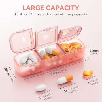 Pill Organizer 3 Times A Day, 7 Day Pill Box - GloDeals Weekly Pill Organizer, Portable Removable Da...