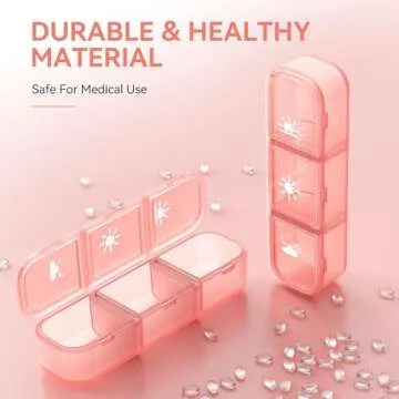 Pill Organizer 3 Times A Day, 7 Day Pill Box - GloDeals Weekly Pill Organizer, Portable Removable Daily Medicine Container Dispenser Case for Vitamin Fish Oil Supplement, Pink
