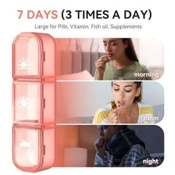 Pill Organizer 3 Times A Day, 7 Day Pill Box - GloDeals Weekly Pill Organizer, Portable Removable Daily Medicine Container Dispenser Case for Vitamin Fish Oil Supplement, Pink