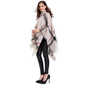 Stylish HITOP Women's Poncho - Cozy Turtleneck Design