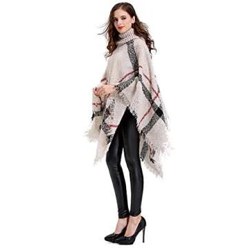 Stylish HITOP Women's Poncho - Cozy Turtleneck Design