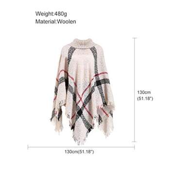 Stylish HITOP Women's Poncho - Cozy Turtleneck Design
