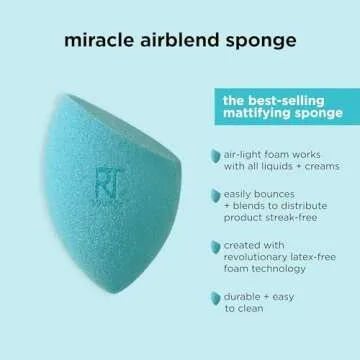 Real Techniques Miracle Mattifying Makeup Sponge Duo, Matte Finish, Cloud Skin, Full Coverage Foundation & Powder Makeup Blending Sponges for Oily Skin, Cruelty & Latex-Free Foam, 2 Count