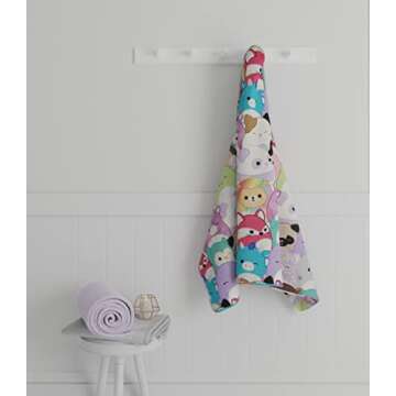 Squishmallows Kids Bath/Pool/Beach Soft Cotton Terry Hooded Towel Wrap, 24 in x 50 in, By Franco